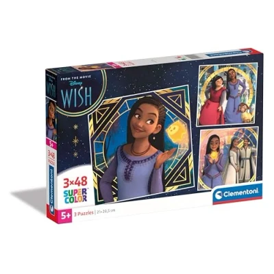 Afbeelding van Clementoni Puzzel 3x48 Stukjes Square Disney Wish Kinderpuzzel Vanaf 3 jaar