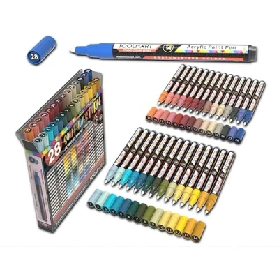 Afbeelding van Southwestern Colours Studio Colour Series Acrylverfstiften, extra fijne punt, 0,7 mm, schilderij op steen, glas, kopjes, hout, metaal, canvas, knutselen, details, nee