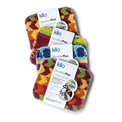 Afbeelding van Kilo Scrubby Plus Schuurspons, krasbestendig, met zachte reinigingsdoekzijde, multifunctioneel, kleur, eenheidsmaat, 17 x 14 cm, 4 stuks