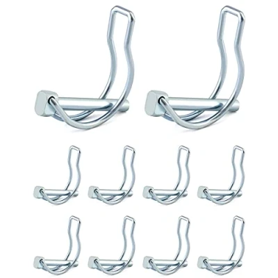 Afbeelding van QWORK Vergrendelingspen, D vorm, 10 stuks, verzinkt koolstofstaal, voor tuin, gazon, aanhangers, 6 x 45 mm