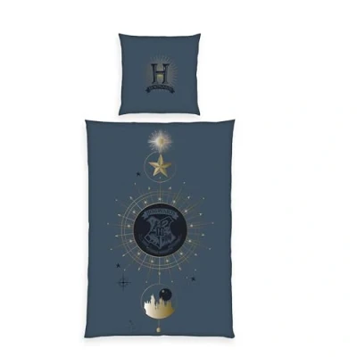 Afbeelding van Herding Harry Potter beddengoedset, kussensloop 80 x cm, omkeerbaar motief, dekbedovertrek 135 200 met knoopsluiting, 100% versterkt katoen, zwart