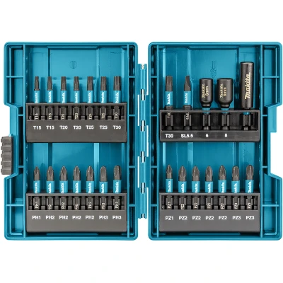 Afbeelding van Makita Bit Set 90 Delig blauw kunststof opbergdoos met roestwerende coating impact black zorgt voor extra grip typeaanduiding