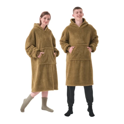 Afbeelding van Dutch decor TEDDY Oversized Hoodie 70x110 cm &amp; deken in één extra grote trui met capuchon Boa groen