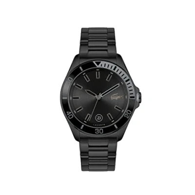 Image de Lacoste Montre à quartz analogique pour homme Collection Tiebreaker avec Bracelet en silicone ou acier inoxydable, Noir,