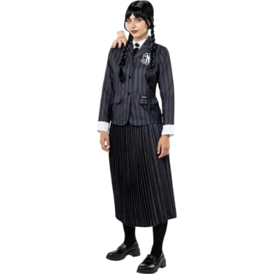 Afbeelding van Funidelia Woensdag Addams uniform kostuum dames familie Halloween volwassenen accessoires voor Halloween, carnaval en feestjes maat XXL