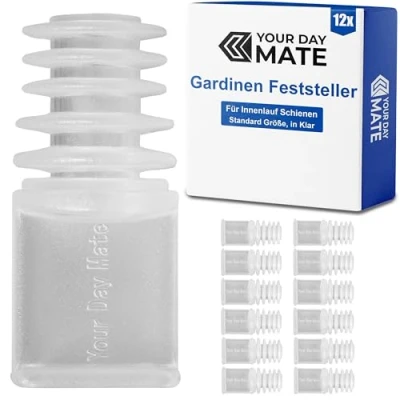 Afbeelding van 12 stuks transparante gordijnstoppers van kunststof, compatibel met GE en P2Ü gordijnrails, voor maximaal 6 gordijnen, eindkappen,