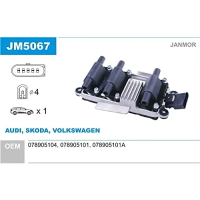 Afbeelding van JANMOR JM5067 Bobine AUDI: A4 B5 Saloon, B6/B7 Convertible, B6 Avant, VOLKSWAGEN: Passat GP Estate, Saloon