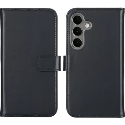 Afbeelding van Selencia Hoesje Geschikt voor Samsung Galaxy S25 Met Pasjeshouder Echt Lederen Bookcase Zwart