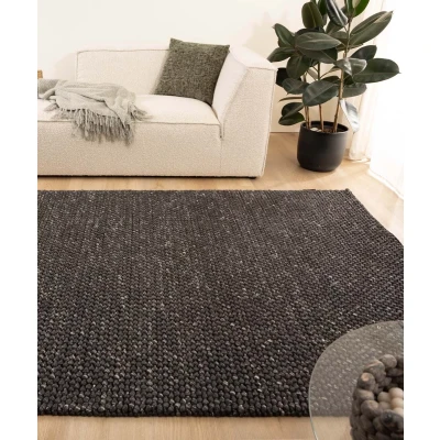 Afbeelding van Wollen Tapijt/Vloerkleed Løkke Zwart 200x300 Cm 100% Wol