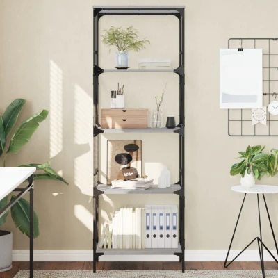 Afbeelding van Boekenkast 5 laags 59x35x171 cm bewerkt hout grijs sonoma eiken