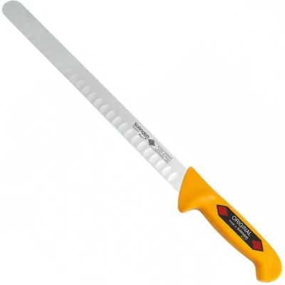 Afbeelding van Eikaso Solingen Hammes/Zalmmes met Kuilen Semi Flexibel 26 cm Lemmet Geel
