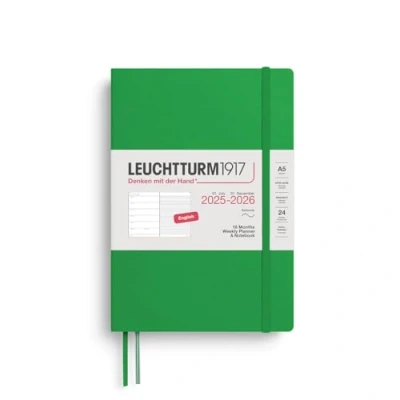 Afbeelding van Leuchtturm1917 A5 Medium Weekly Planner &amp; Notebook 2025/2026 (18 mnds) softcover Spring Leaf