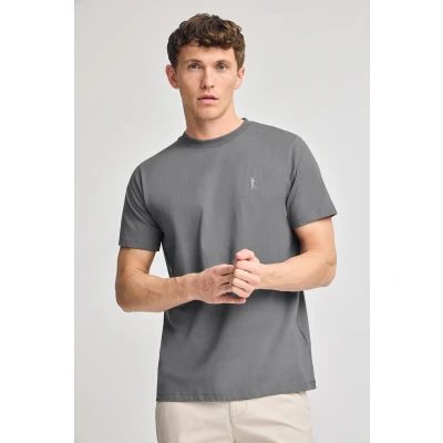 Afbeelding van Polo Club Heren Asfaltgrijs T Shirt Met Ronde Hals En Rubberen Big Rigby Go Logo M