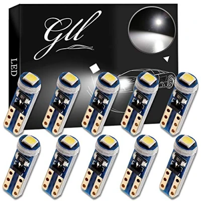 Afbeelding van Grandview 10 stuks witte T5 ledlampen 74 70 37 2721 3528 1 3030 SMD voor auto interieur, snelheidsmeter, dashboard, instrument, indicator van het lamppaneel