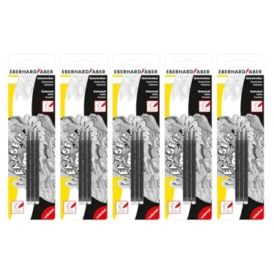 Afbeelding van Eberhard Faber 599028 uitwisbare gelpenvullingen, zwart, 15 stuks
