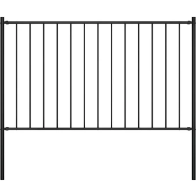Afbeelding van Hekpaneel met palen 1,7x1,25 m gepoedercoat staal zwart