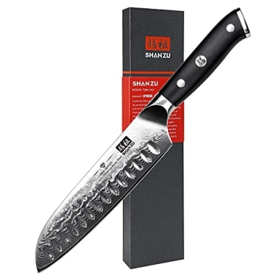 Afbeelding van SHAN ZU Damascus mes Santoku van Japans staal 67 gelaagd keukenmes PRO Series