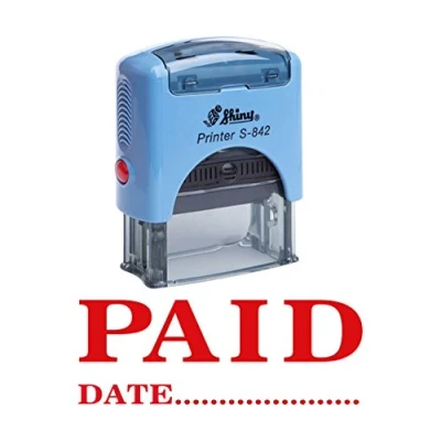 Afbeelding van PAID MET DATUM Stamp zelfinktende Rubber Stationary Office Custom Shining