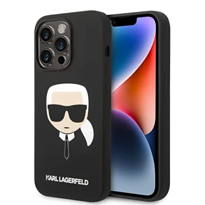 Afbeelding van Karl Lagerfeld hoesje voor iPhone 14 Pro Backcover Karl&#039;s Head Zwart