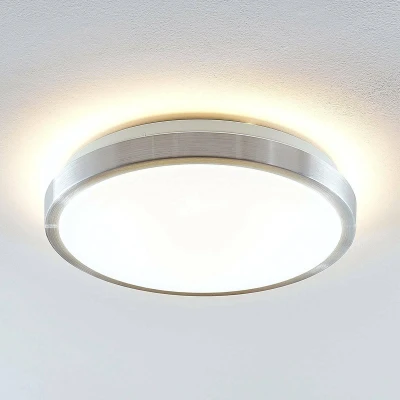 Afbeelding van Lindby LED plafondlamp 1licht aluminium, acryl H: 9.7 cm wit Inclusief lichtbron