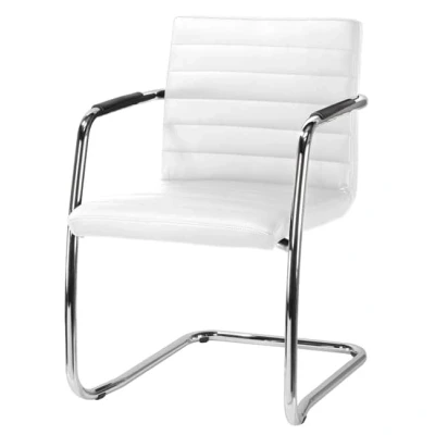 Afbeelding van Sledestoel vergaderstoel Design 1878 wit leatherlook