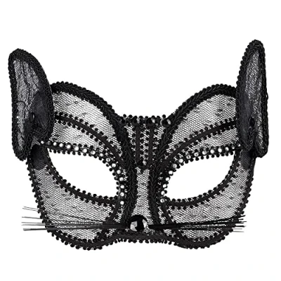 Afbeelding van Boland Kanten oogmasker Kat de luxe Zwart Volwassenen Dieren