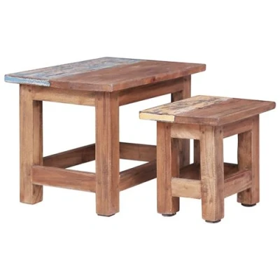 Afbeelding van 2 delige Tafeltjesset massief gerecycled hout