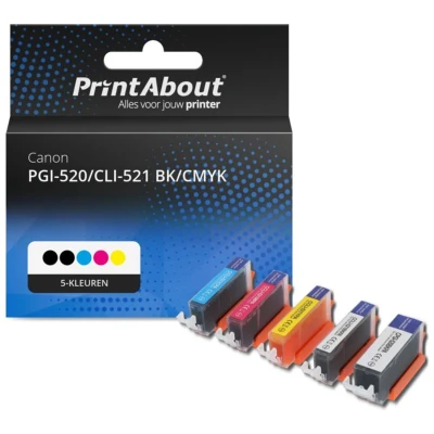 Afbeelding van Huismerk Canon PGI 520/CLI 521 BK/CMYK Inktcartridge 5 kleuren Voordeelbundel