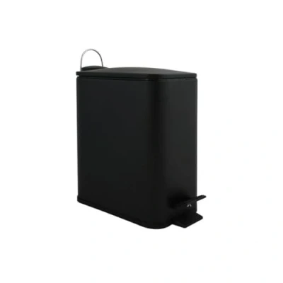 Afbeelding van Spirella Pedaalemmer Paris zwart 5 liter metaal L28 x B14 H29 cm soft close toilet/badkamer