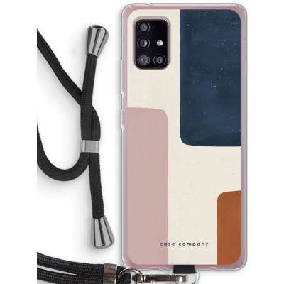 Afbeelding van Case Company® hoesje met Koord geschikt voor Samsung Galaxy A51 5G Geo #5 Telefoonhoesje Zwart Bescherming aan alle Kanten en Over de Schermrand