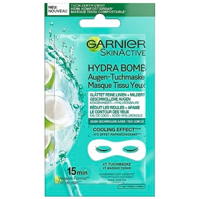 Afbeelding van Garnier oogmasker hydraterend tegen gezwollen ogen fijne lijntjes vervagen veganistische formule met kokoswater en hyaluronzuur hydra bomb 6 g