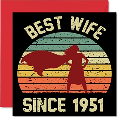 Afbeelding van 73e huwelijksverjaardag kaart voor vrouwen van echtgenoot beste vrouw sinds 1951 cadeau partner, wenskaarten