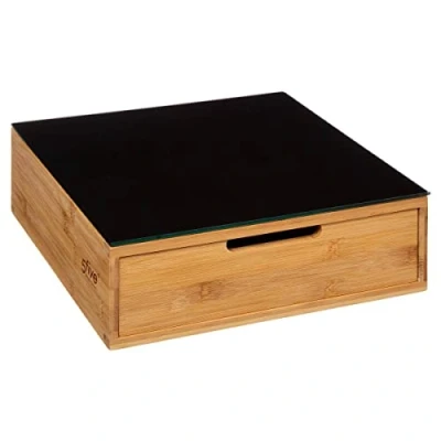 Afbeelding van Luxe Capsulehouder voor koffiecups Bamboe Koffieapparaat stand met lade Stijlv