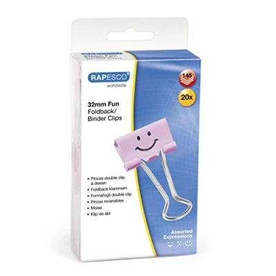 Afbeelding van Rapesco 1352 grappige dubbele cliptangen, 32 mm, pastelroze, 20 stuks