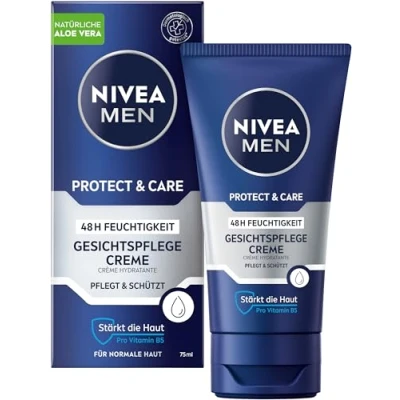Afbeelding van NIVEA MEN Protect &amp; Care Kalmerende vochtinbrengende crème voor heren, 48 uur met aloë vera en vitamine B5 (75 ml)