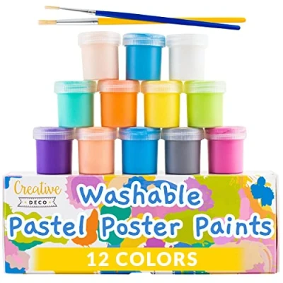 Afbeelding van Creative Deco Kinderen Wasbare Verf Verfset 20 ml x 12 stukken SINTERKLAAS CADEAU Pastelkleuren Veilig en Niet Giftig