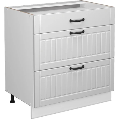 Afbeelding van Vicco Badkamerkast Fame Line, Wit Landhuis/Wit, 80 x 81.6 cm met 3 laden, zonder werkblad