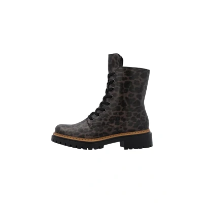 Afbeelding van Rieker Enkellaarsjes met plateauzool, Dames, Maat: 36, Animalprint Leer en imitatieleer
