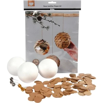 Afbeelding van Faux Leather Papier Kegels, d: 8 cm, dikte 0,55 mm, 1 set, naturel, goud