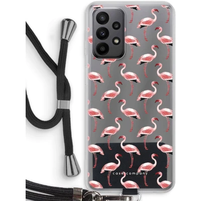 Afbeelding van Case Company® hoesje met Koord geschikt voor Samsung Galaxy A23 Flamingo Telefoonhoesje Zwart Bescherming aan alle Kanten en Over de Schermrand