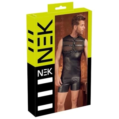 Afbeelding van Mesh Fetish Wetlook Top met Harnas