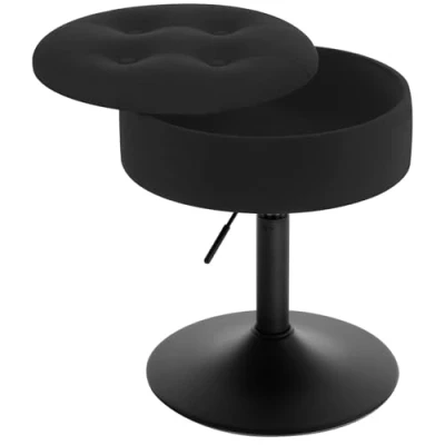Afbeelding van WOLTU BH329sz 1 Bureaukruk, verstelbare bureaukruk met opbergruimte, lage fluwelen barkruk voor pub, eetkamer, zwart, 49,5 65 cm