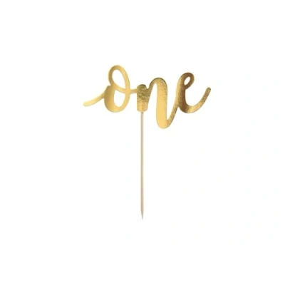 Afbeelding van Taarttopper ONE goud Feestdecoratie Katoen