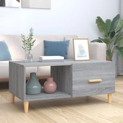 Afbeelding van Salontafel 89,5x50x40 cm bewerkt hout grijs sonoma eikenkleurig
