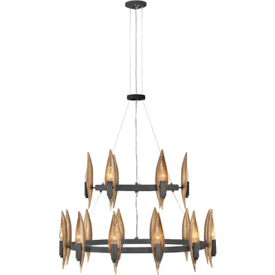 Afbeelding van Hinkley LED Kroonluchter 18X E14 Max 40W Dimbaar Carbon Black with Deluxe Gold