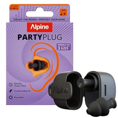 Afbeelding van Alpine PartyPlug Oordoppen voor Feesten &amp; Festivals met 19dB Gehoorbescherming Muziek Concerten, Hoge Muziekkwaliteit, Herbruikbare Oordopjes, Voorkom Gehoorschade, Disco Live Events, Zwart