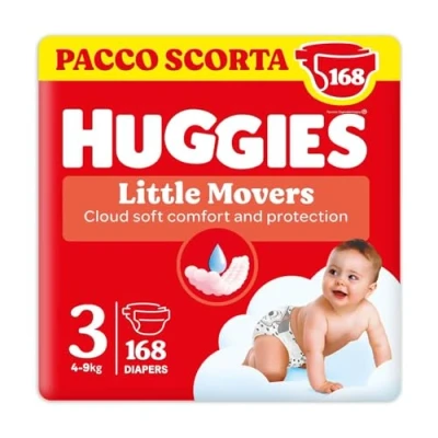 Afbeelding van Huggies® Little Movers baby luiers, Maat 3 (4 tot 9 kg), 168 luiers met Disney© designs, Giga pack