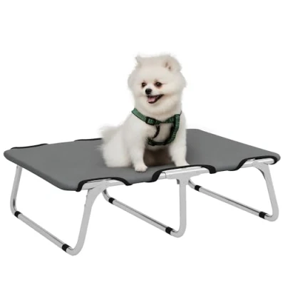 Afbeelding van PawHut Verhoogd hondenbed, outdoorbed voor kleine honden tot 10 kg, Oxford, grijs, 71 x 58 20 cm