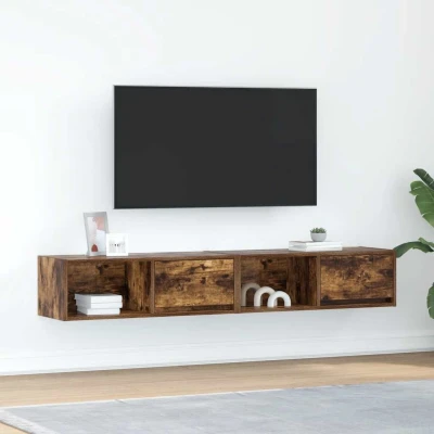 Afbeelding van vidaXL Tv meubelen 2 st 80x31x25,5cm bewerkt hout gerookt eikenkleurig