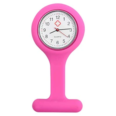 Afbeelding van TRIXES Verpleegkundige Siliconen Kruis Horloge met Broche Verpleegster Horloge, Donker roze